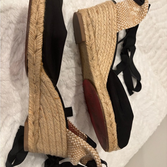 Christian Louboutin Black and Tan Espadrille Wedges - Picture 8 of 12